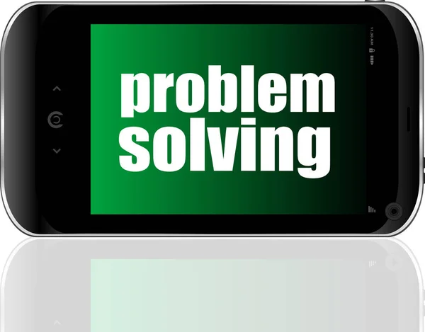Concetto di business. soluzione dei problemi di testo. Dettagliato moderno smart phone — Foto Stock