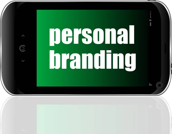 Reclame concept. Smartphone met tekst Personal Branding op display — Stockfoto