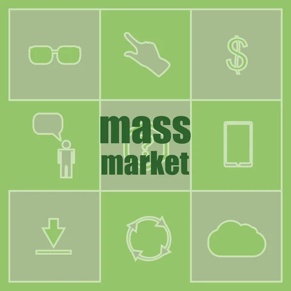Mercado de masas Texto. Concepto de negocio. Conjunto de elementos de infografía — Foto de Stock