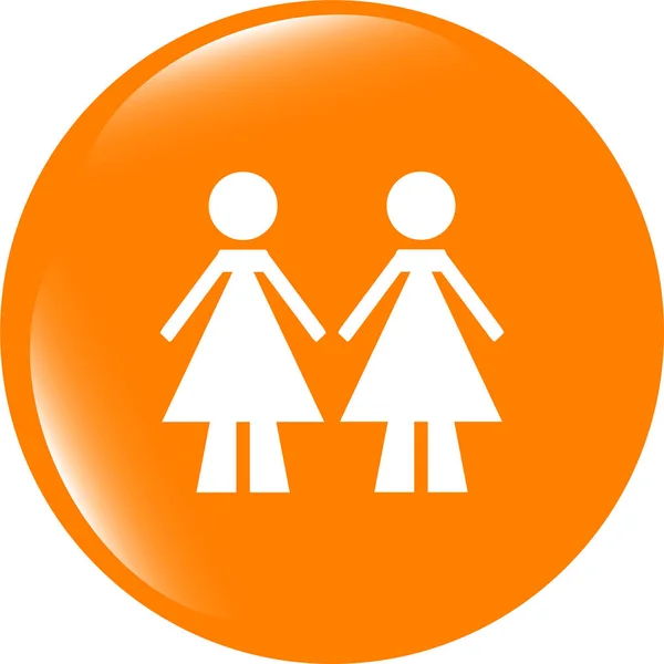 Two woman glossy web icon on white background — Stock Photo, Image