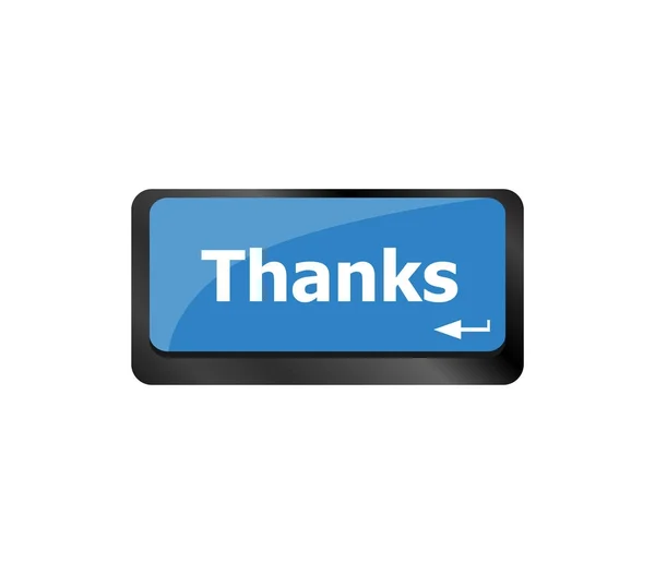 Uma mensagem de agradecimento na tecla enter do teclado — Fotografia de Stock