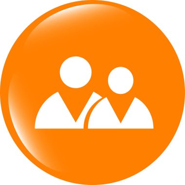 Ofisteki insanların bulunduğu simge düğmesi, beyaz üzerine izole edilmiş