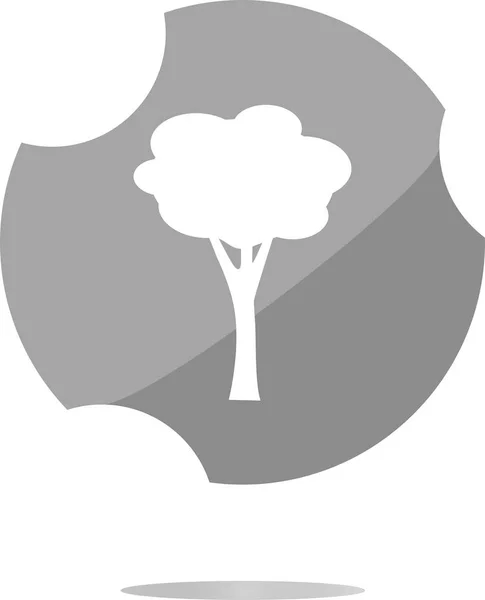 Icona albero sul pulsante rotondo. Segno piatto isolato su sfondo bianco — Foto Stock