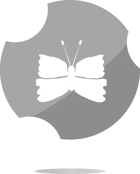Butterfly Icon on Internet Button. Плоский знак изолирован на белом фоне — стоковое фото
