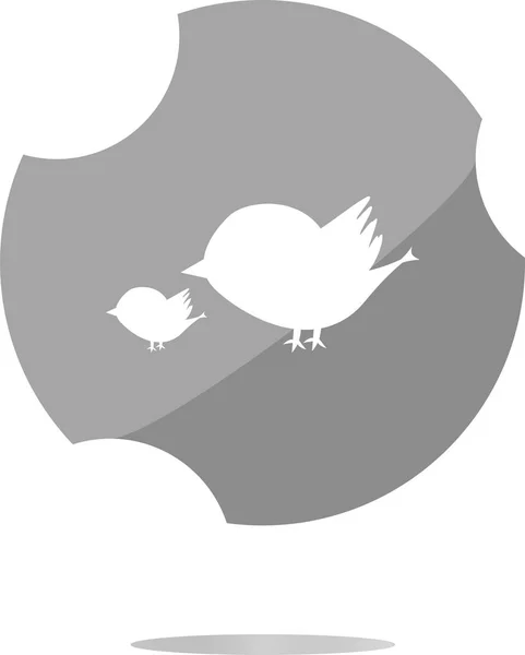 Hochglanz isolierte Website und Internet-Web-Ikone mit Vogel-Familienzeichen — Stockfoto