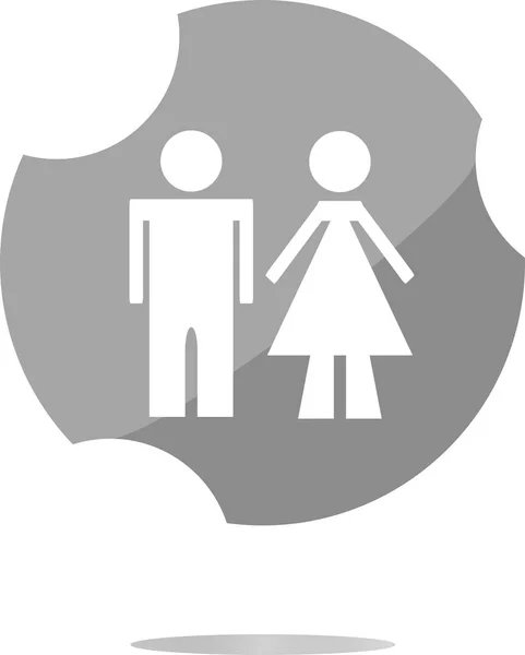 Ikona toalety przycisk, mężczyzna i kobieta. Trendy płaski styl znak izolowane na białym tle — Zdjęcie stockowe