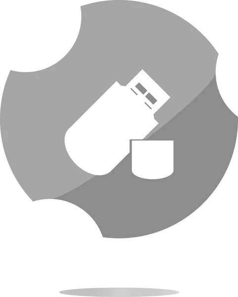 Usb flash drive web γυαλιστερό εικονίδιο σε λευκό φόντο — Φωτογραφία Αρχείου