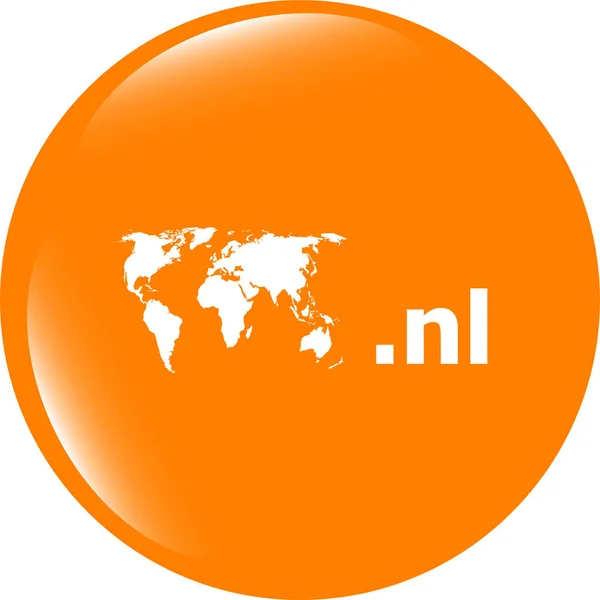 Значок домена NL. Символ домена верхнего уровня с картой мира — стоковое фото