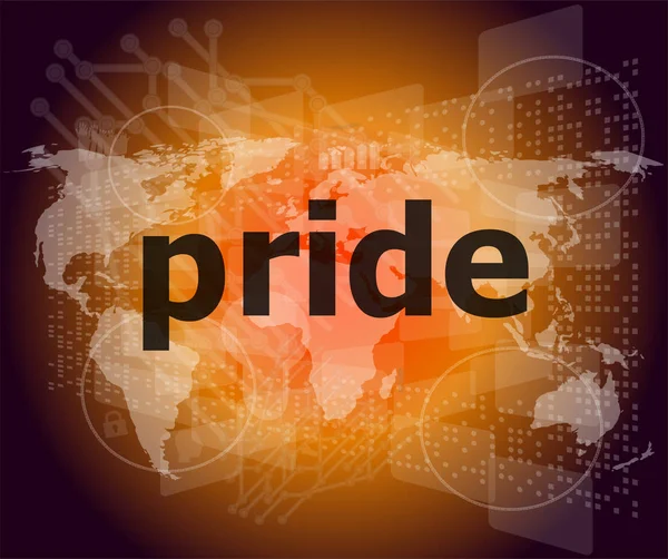 The word pride on business digital touch screen — Stock Photo, Image