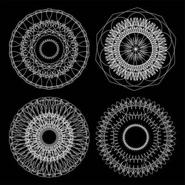 Στολίδι κύκλος δαντέλα, στρογγυλή συλλογή διακοσμητικών γεωμετρικό μοτίβο, μαύρο και άσπρο — Φωτογραφία Αρχείου