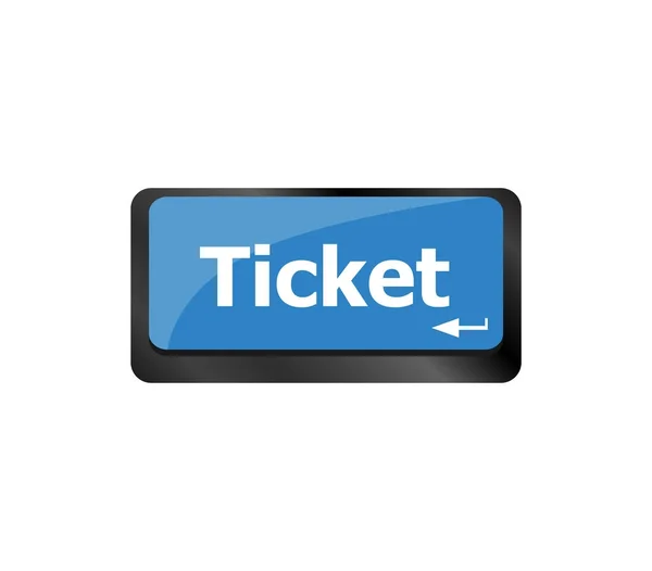 Ticket woord op computer toetsenbord sleutelknop naast — Stockfoto