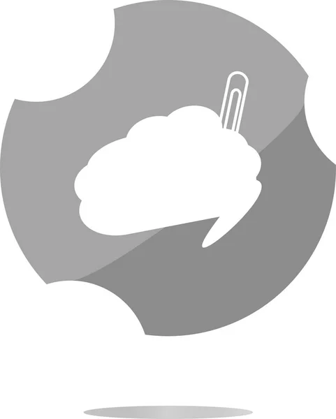 Przycisk chmury z klipem, ikona sieci web izolowana na białym — Zdjęcie stockowe