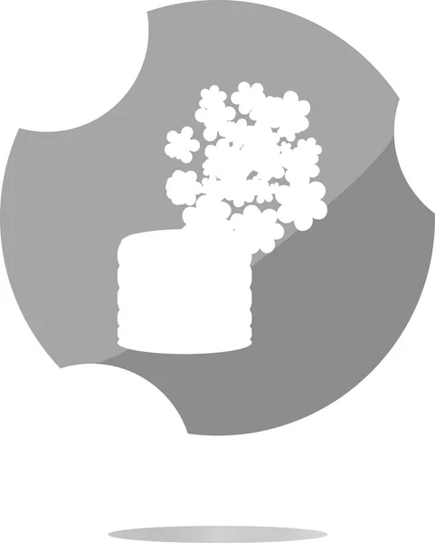 Flores no ícone do pote, botão web app isolado no branco — Fotografia de Stock