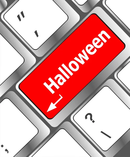 Клавиатура компьютера с ключом Хэллоуин, крупным планом — стоковое фото