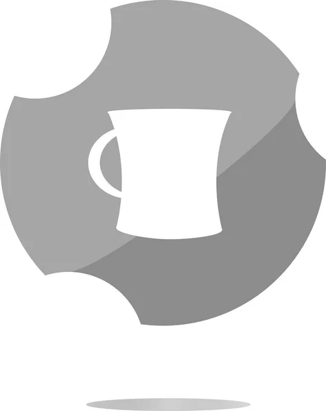Значок кнопки с чашкой кофе. Знак в традиционном плоском стиле изолирован на белом фоне — стоковое фото