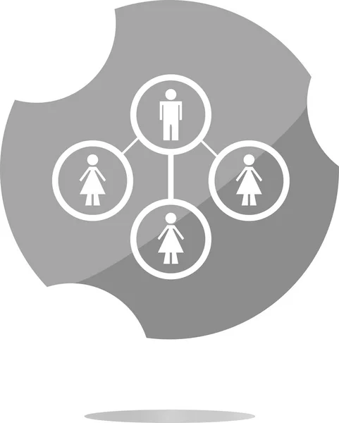 Knoop van het pictogram met netwerk van de mens binnen, geïsoleerd op wit — Stockfoto