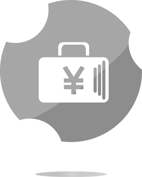 Caz cu Yen JPY semn pictograma. Buton servietă — Fotografie, imagine de stoc