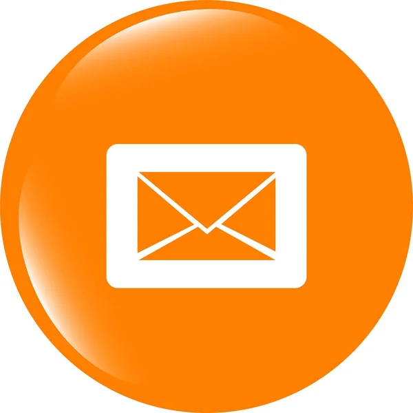 Icono de correo electrónico en el botón redondo brillante. Signo de estilo plano de moda aislado sobre fondo blanco — Foto de Stock