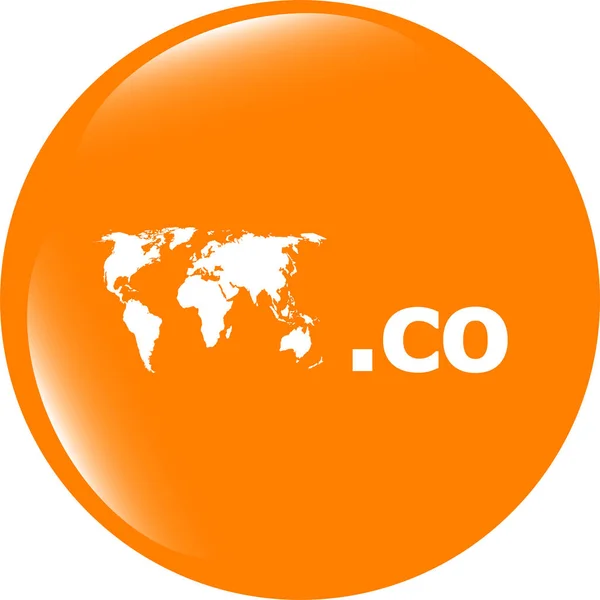 Domain CO sign icon. Top-level internet domain symbol with world map — Stock Photo, Image