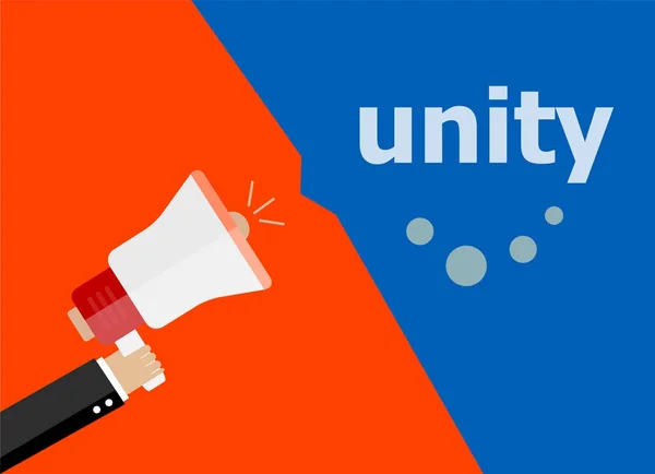 Unity. Hand holding a megaphone. flat style — Stock Photo, Image