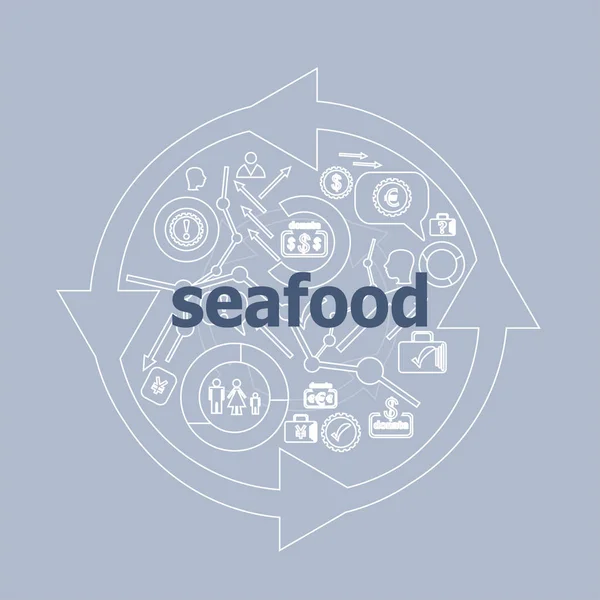 Text Seafood. Health food concept . Icon and button set — Stock Photo, Image