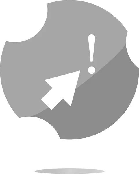 Botón del ordenador con flecha y signo de exclamación, icono web aislado en blanco — Foto de Stock