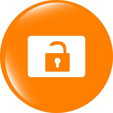 Açık asma kilit simgesi web işareti üzerine beyaz izole