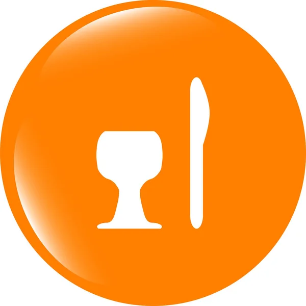 Enni aláírás ikonra. evőeszköz szimbólum. kést és a villát. körök gombra — Stock Fotó