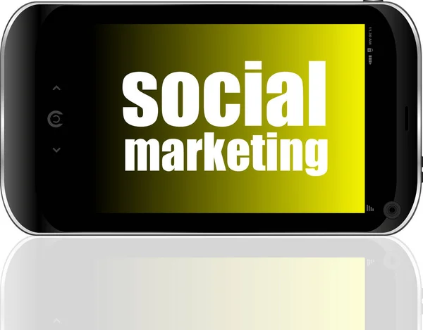Marketing Social Teléfono Inteligente Móvil Concepto Empresarial — Foto de Stock