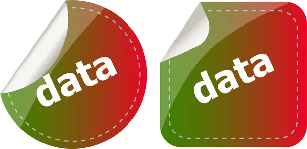 Data Ord Klistermärken Webb Knapp Uppsättning Etikett Ikon — Stockfoto