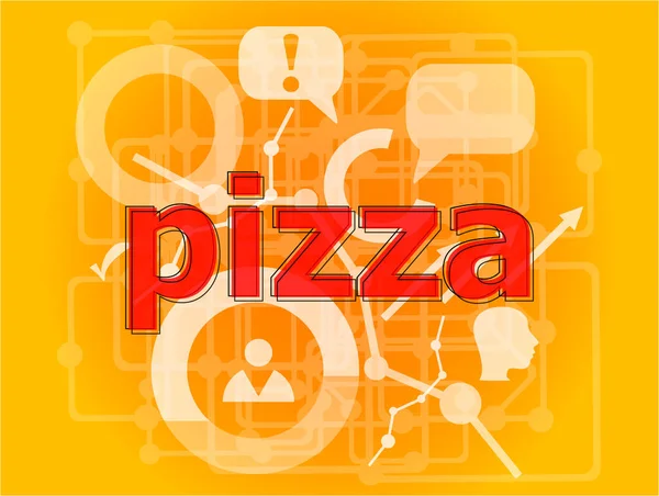 Texto Pizza Sobre Fondo Digital Concepto Comida Saludable Gran Conjunto — Foto de Stock