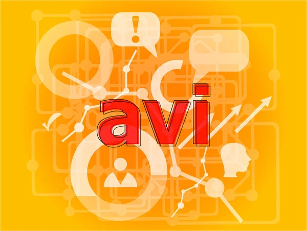 Ψηφιακή Έννοια Λέξη Avi Στην Ψηφιακή Οθόνη Μεγάλο Σύνολο Στοιχείων — Φωτογραφία Αρχείου