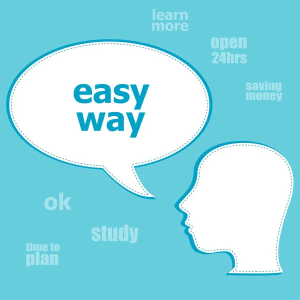 Text Easy Way Social Concept Silhouette Head Speech Bubble — Stock Photo, Image