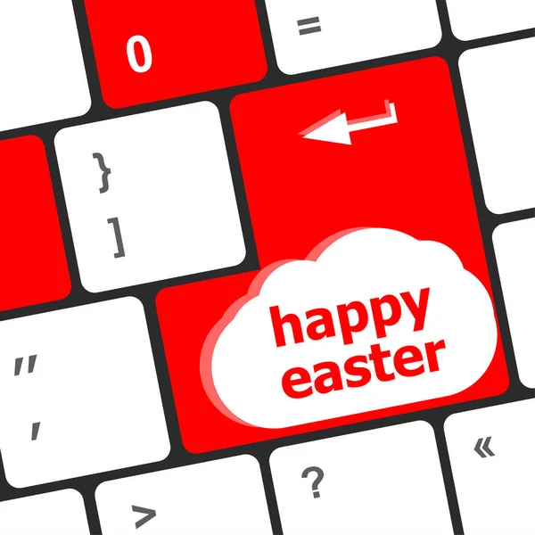 Happy Easter Text Button Laptop Keyboard — Stock Photo, Image