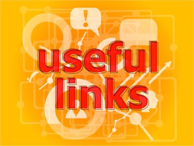 Dijital arkaplanda kullanışlı metin linkleri. Bilgi konsepti. Büyük bilgi grafik elementleri kümesi
