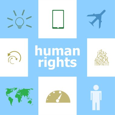 İnsan haklarına mesaj at. Hukuk kavramı. Infographic Elementleri. Simge ayarlandı