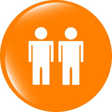 Beyaz üzerine izole iki adam ile simge düğmesi
