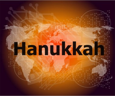 Dijital ekranda Hanuka kelimesi, iş konsepti