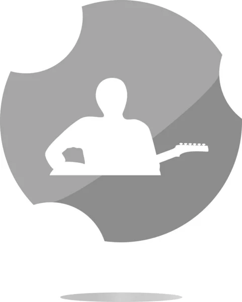 Botão Ícone Web Guitarrista Isolado Branco — Fotografia de Stock