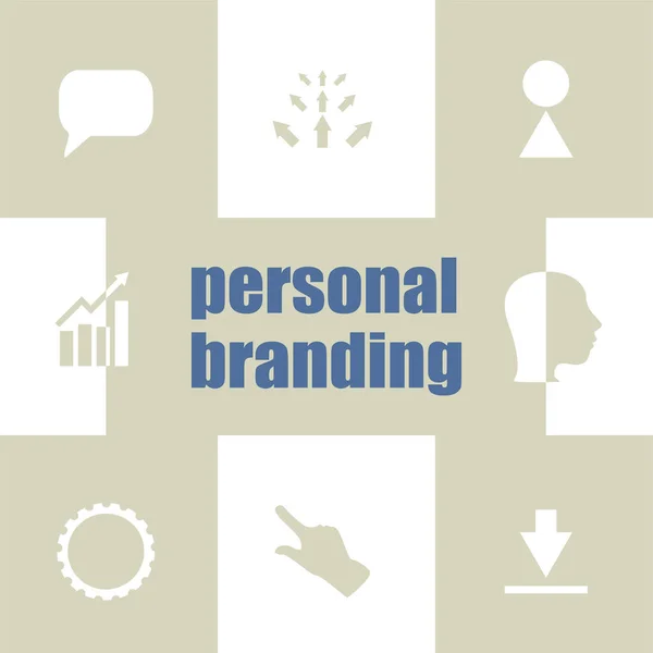 Text Personlig Branding Marknadsföringskoncept Infografiska Element Business Ikon Set — Stockfoto