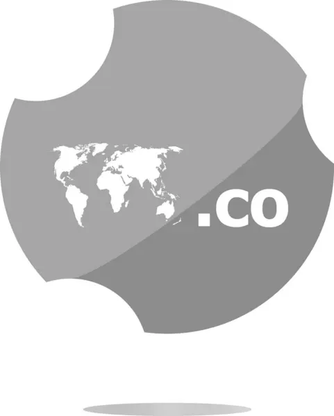 Ikona Znaku Domeny Symbol Domeny Internetowej Najwyższego Poziomu Mapą Świata — Zdjęcie stockowe
