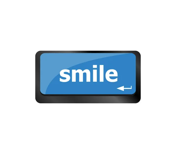 Anahtar Üzerinde Gülümseme Sözcükleri Olan Bilgisayar Klavyesi Konsepti — Stok fotoğraf