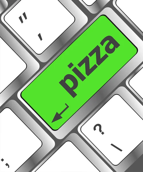 Tastiera Computer Con Parola Pizza Blu Sul Tasto Invio — Foto Stock