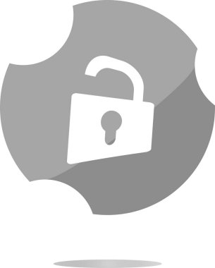 Asma kilit simgesi işareti. Yuvarlak düğme. Beyaz arkaplanda izole edilmiş moda düz biçim işareti