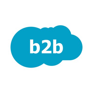 B2B metni. Web tasarım konsepti. Soyut mavi konuşma baloncuğu üzerine beyaz arkaplanda izole edilmiş B2B sözcük.