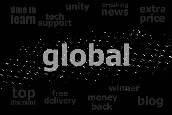 Texto Global Conceito Negócio Fundo Abstrato Preto Branco — Fotografia de Stock
