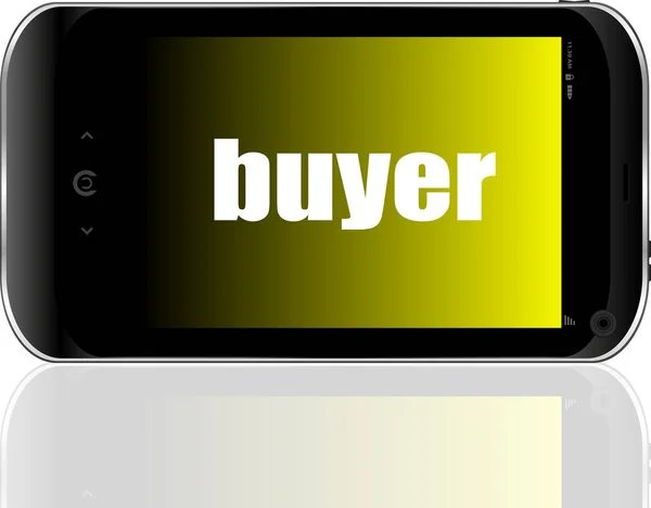 Text Buyer Business Concept Detailed Modern Smartphone — Stock Photo, Image