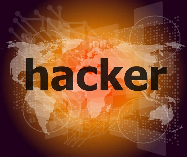 Concept Confidentialité Mots Hacker Sur Fond Numérique — Photo