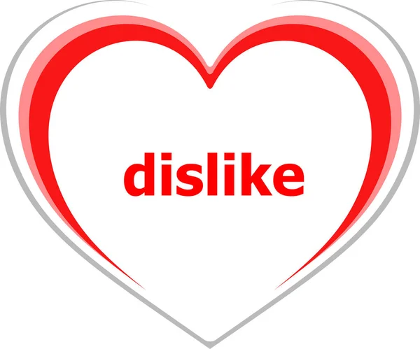 Não Gosto Mensagens Conceito Social Botão Ícone Coração Amor Para — Fotografia de Stock