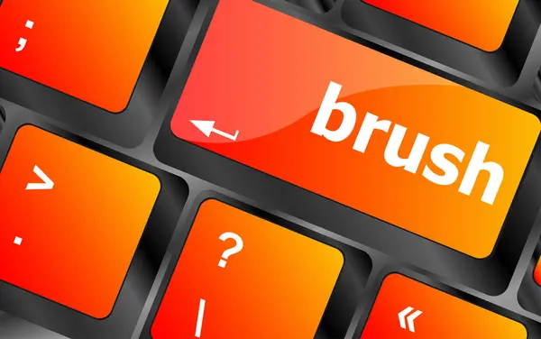 Button Brush Word Computer Keyboard Keys — Stock Photo, Image
